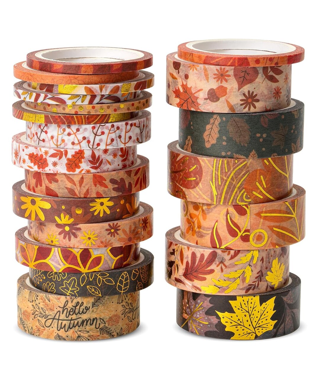 Washi Tape Set 21 Rolls, Assorted Sizes, 5.5 Yards Each, Decorative Craft & Journal Tape